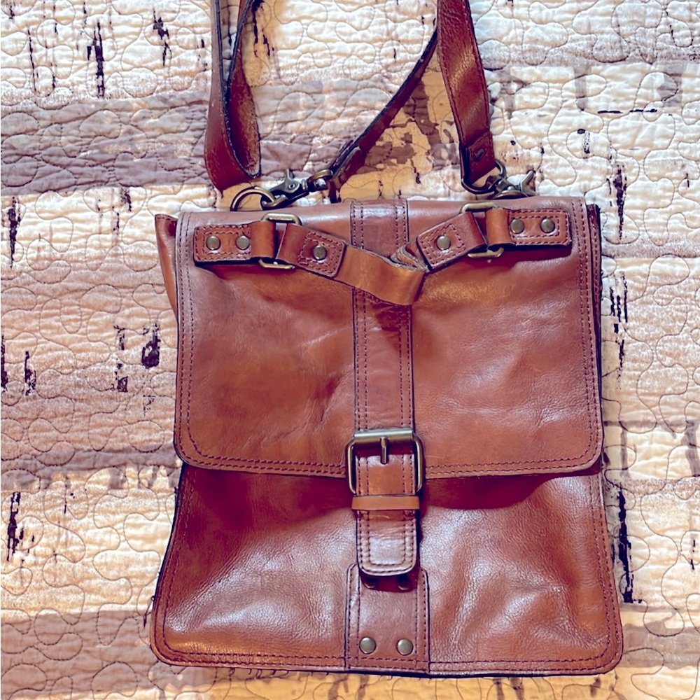 Fossil leather messenger bag